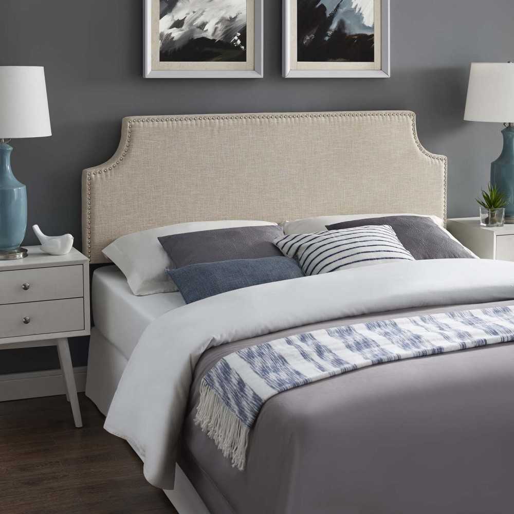 Laura Full Upholstered Fabric Headboard, Beige