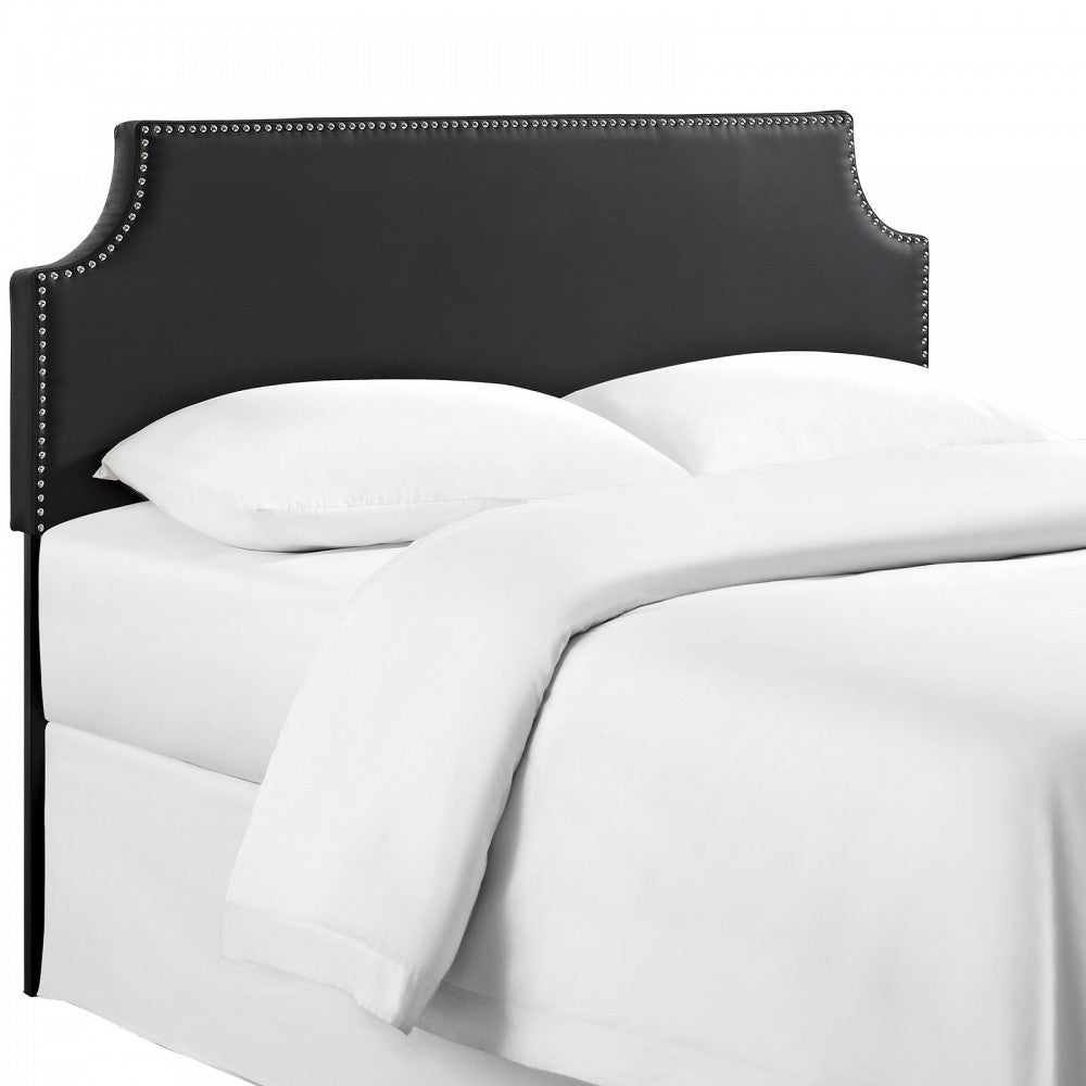 Laura Full Upholstered Vinyl Headboard, Black