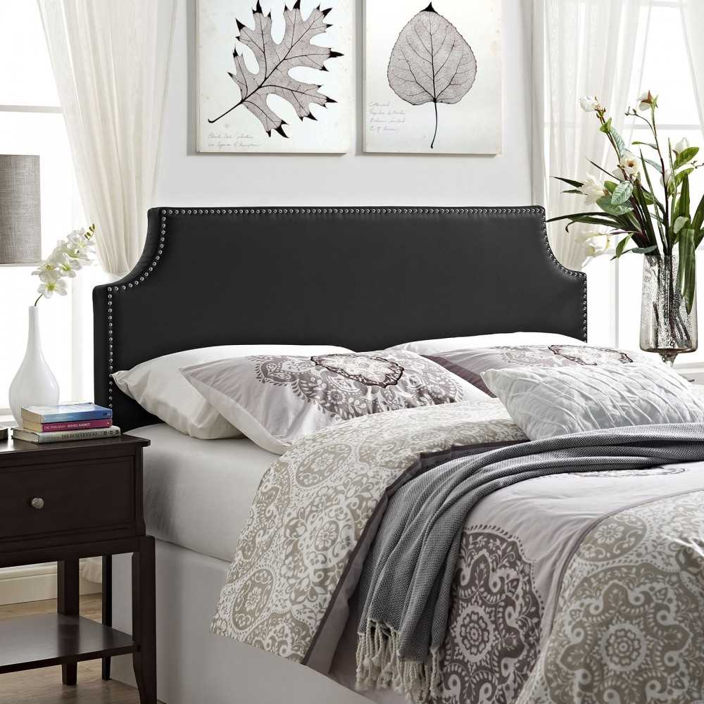 Laura Full Upholstered Vinyl Headboard, Black