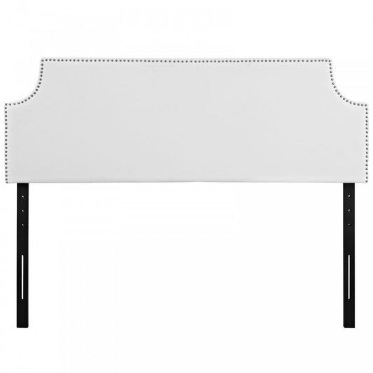 Laura Full Upholstered Vinyl Headboard, White