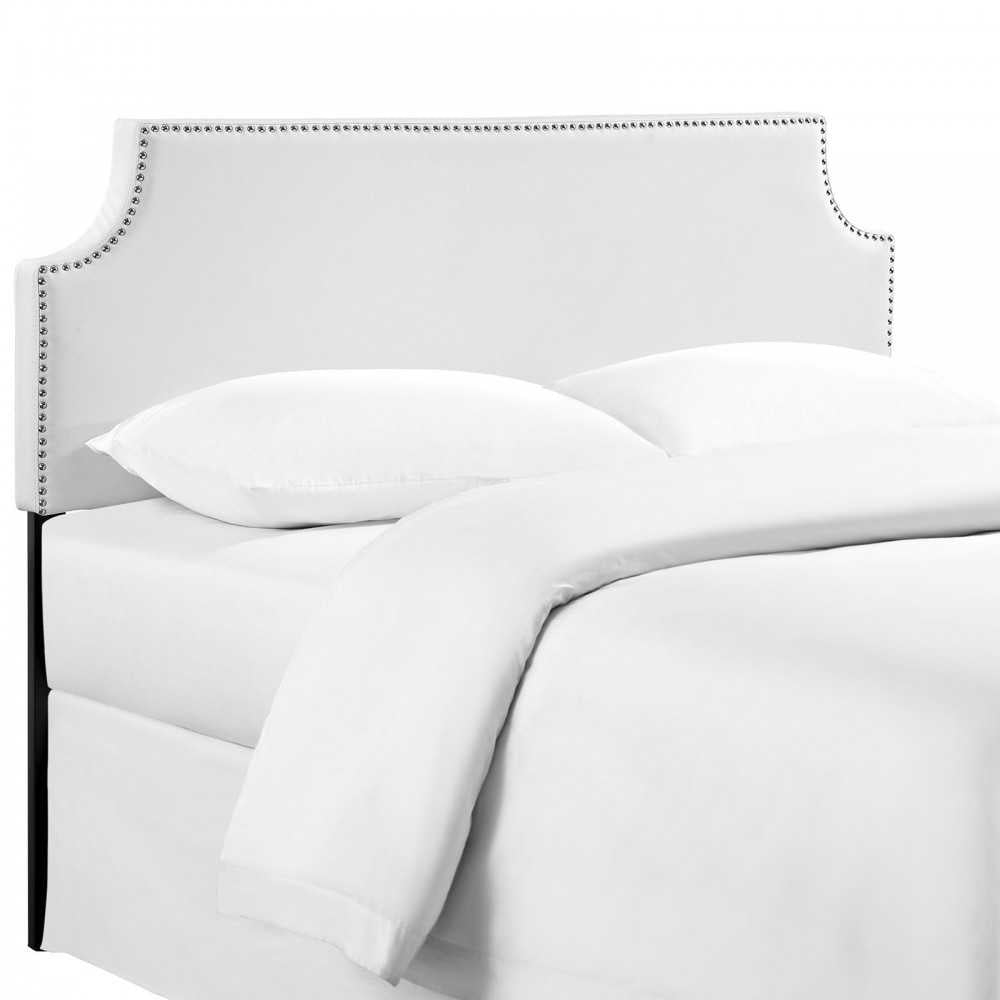 Laura Full Upholstered Vinyl Headboard, White