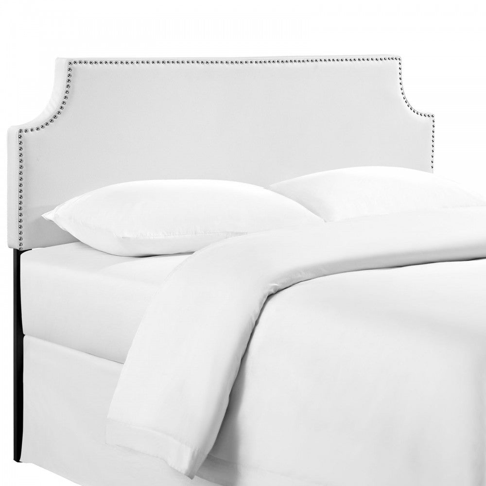 Laura King Upholstered Vinyl Headboard, White