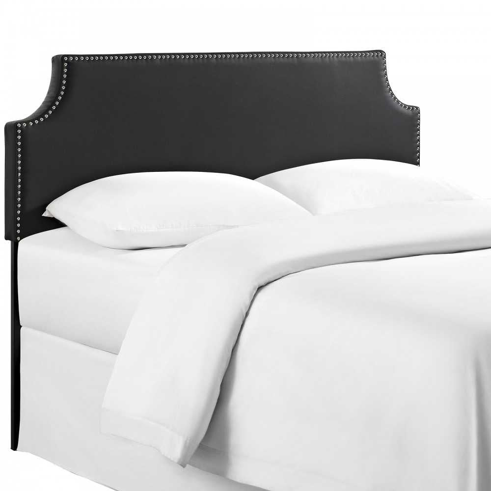 Laura Queen Upholstered Vinyl Headboard, Black