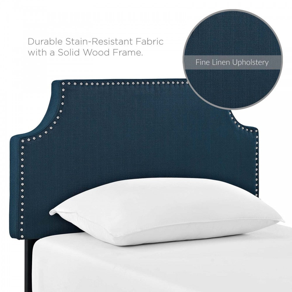 Laura Twin Upholstered Fabric Headboard, Azure