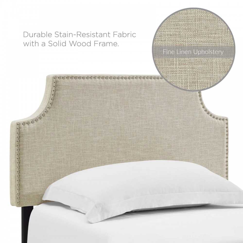 Laura Twin Upholstered Fabric Headboard, Beige