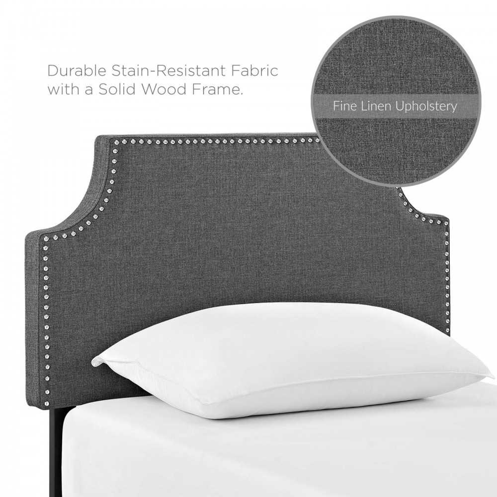 Laura Twin Upholstered Fabric Headboard, Gray