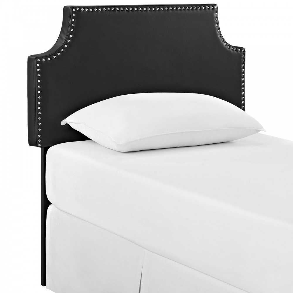 Laura Twin Upholstered Vinyl Headboard, Black