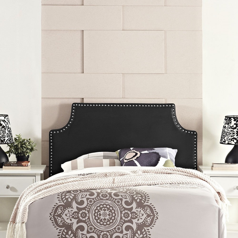 Laura Twin Upholstered Vinyl Headboard, Black