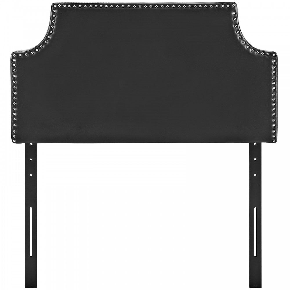 Laura Twin Upholstered Vinyl Headboard, Black