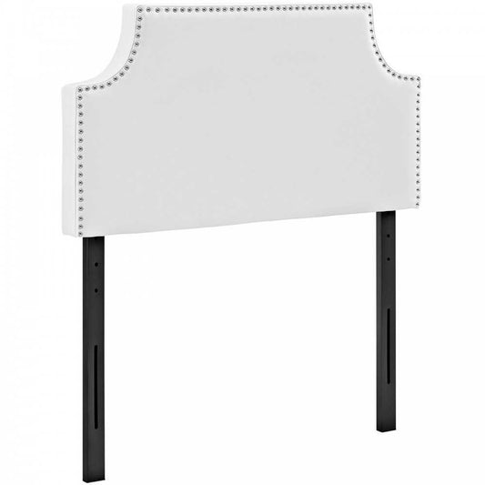 Laura Twin Upholstered Vinyl Headboard, White