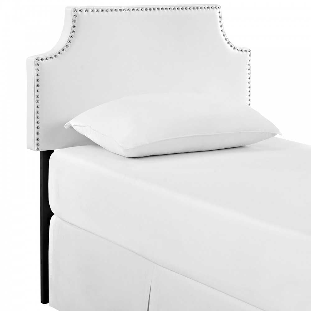 Laura Twin Upholstered Vinyl Headboard, White