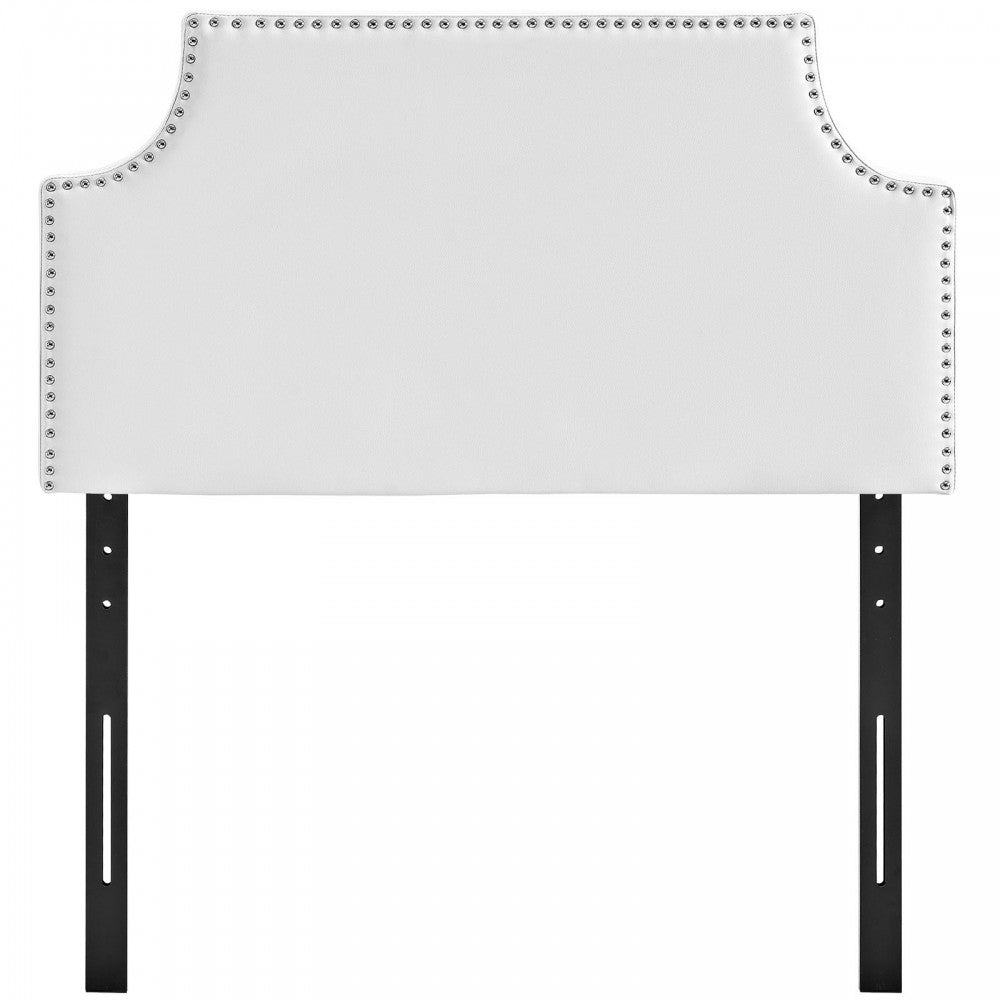 Laura Twin Upholstered Vinyl Headboard, White