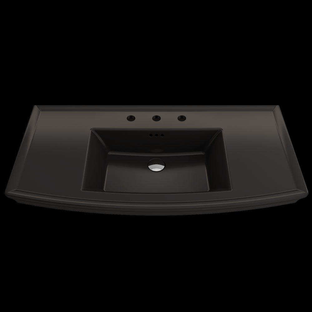 Lavita Wall-Mounted Console Sink Fireclay 40 in. 3-Hole in Matte Black