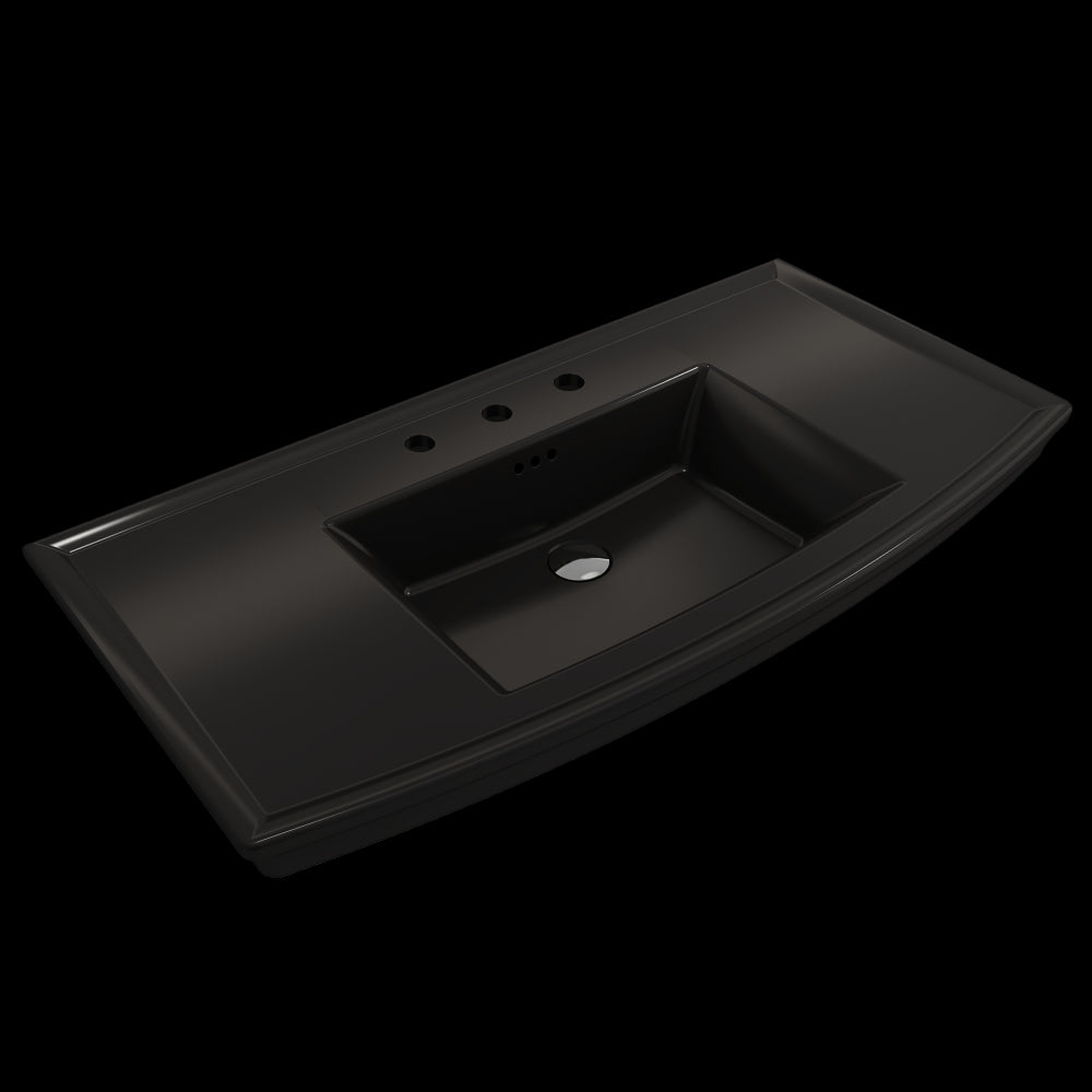 Lavita Wall-Mounted Console Sink Fireclay 40 in. 3-Hole in Matte Black