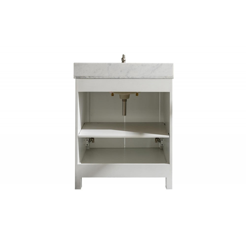Legion Furniture 30" White Finish Sink Vanity Cabinet With Carrara White Top