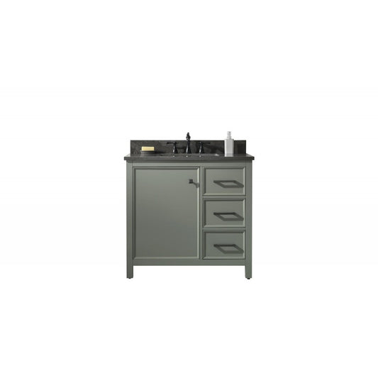 Legion Furniture 36" Green Finish Sink Vanity Cabinet With Blue Lime Stone Top