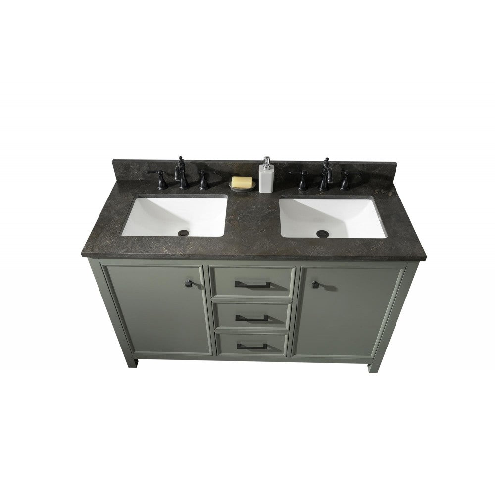 Legion Furniture 54" Green Finish Sink Vanity Cabinet With Blue Lime Stone Top