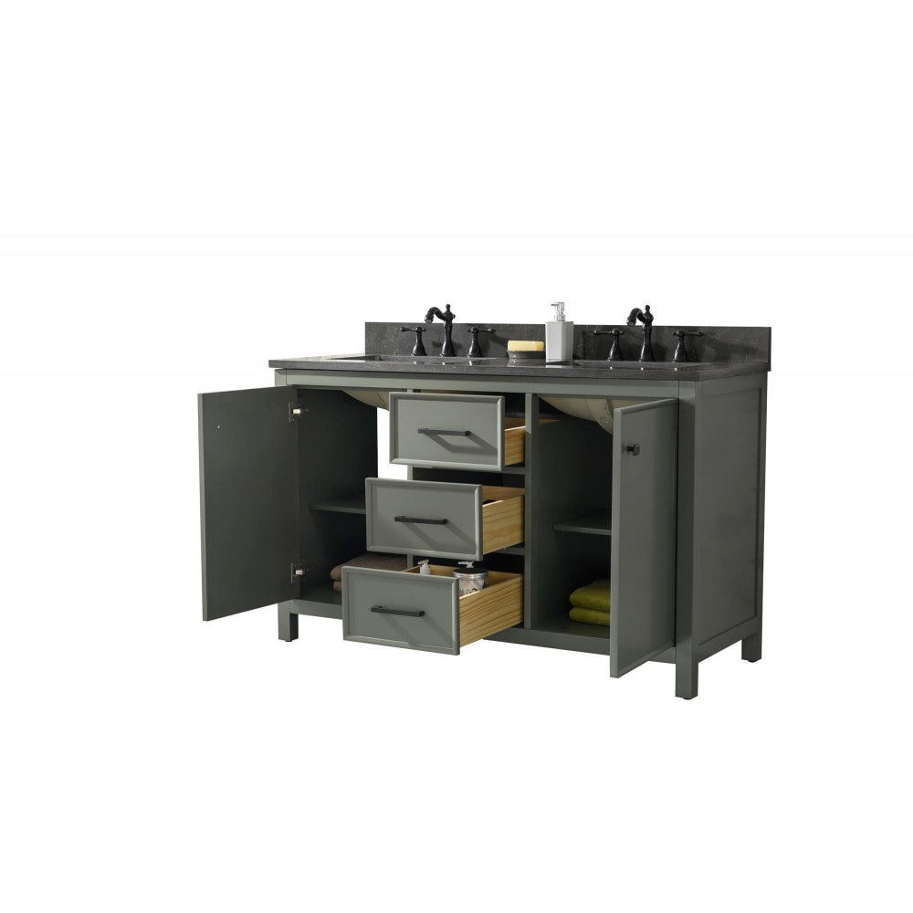 Legion Furniture 54" Green Finish Sink Vanity Cabinet With Blue Lime Stone Top