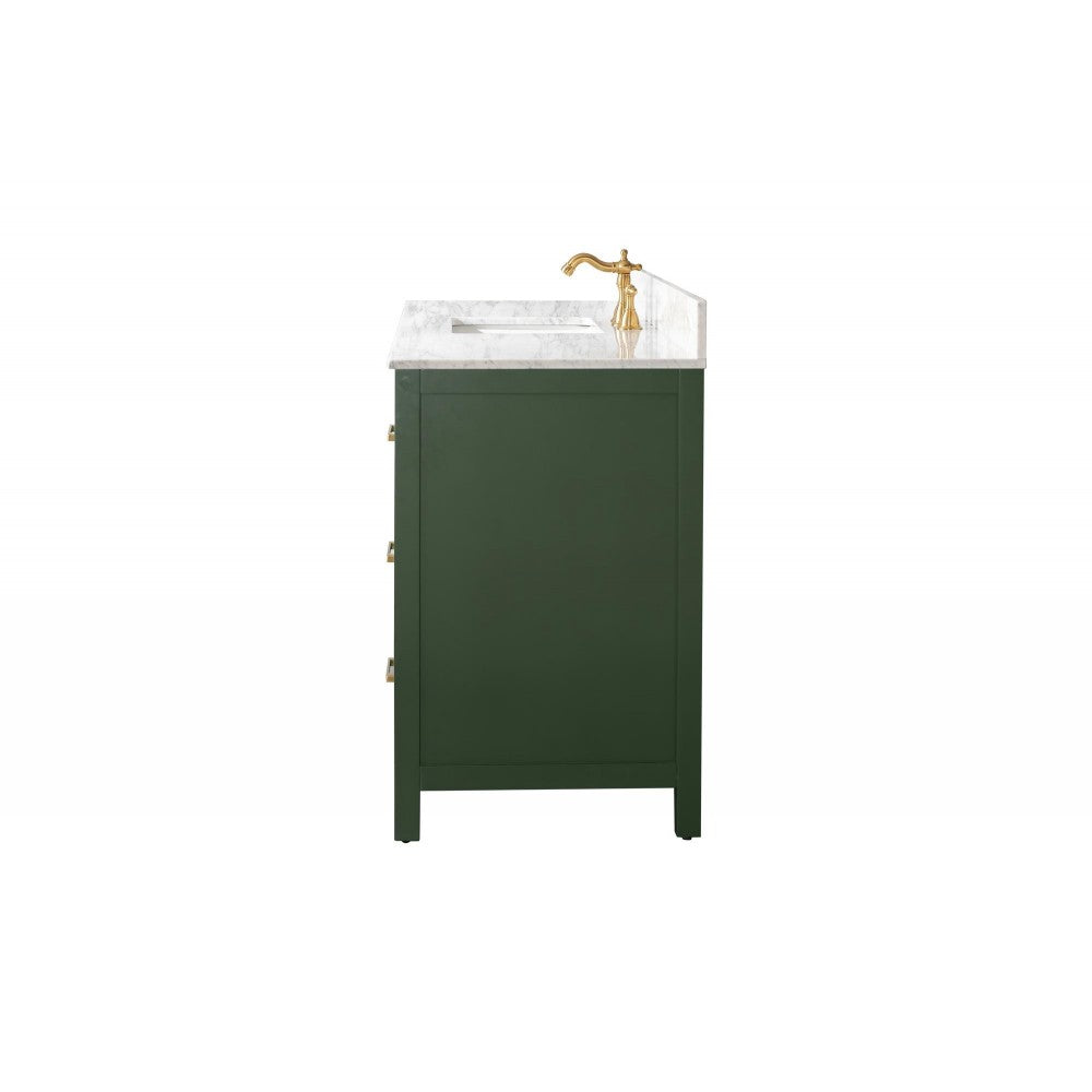 Legion Furniture 60" Green Finish Sink Vanity Cabinet With Carrara White Top