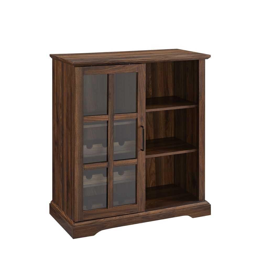 Lennon 36" Sliding Glass Door Bar Cabinet - Dark Walnut