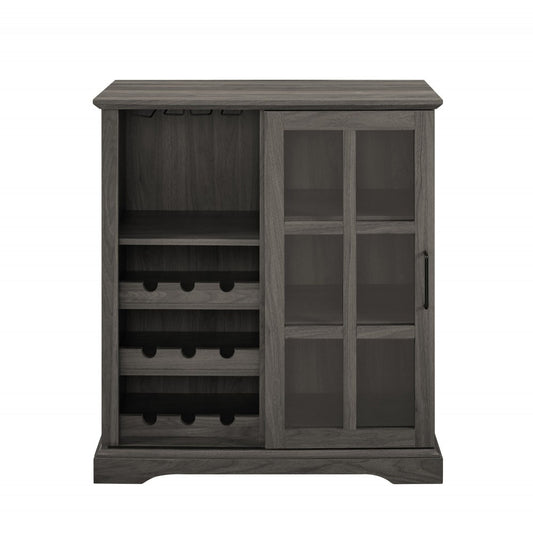 Lennon 36" Sliding Glass Door Bar Cabinet - Slate Gray