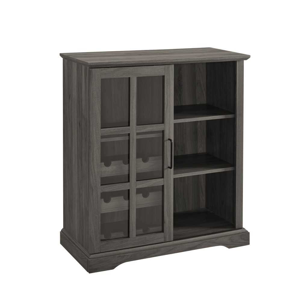 Lennon 36" Sliding Glass Door Bar Cabinet - Slate Gray