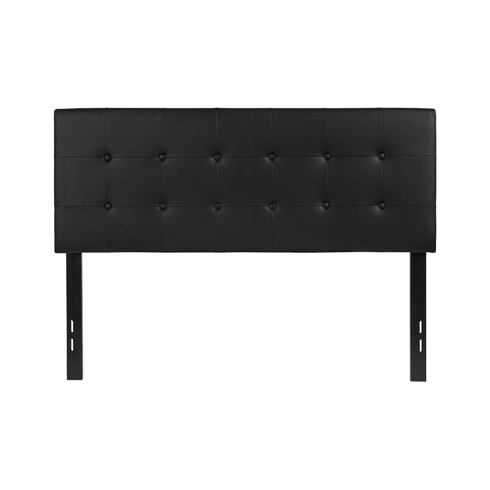 Lennox Tufted Upholstered Full Size Headboard in Black Vinyl