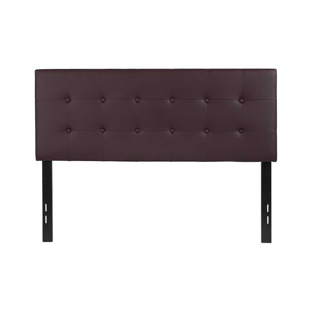 Lennox Tufted Upholstered Full Size Headboard in Brown Vinyl