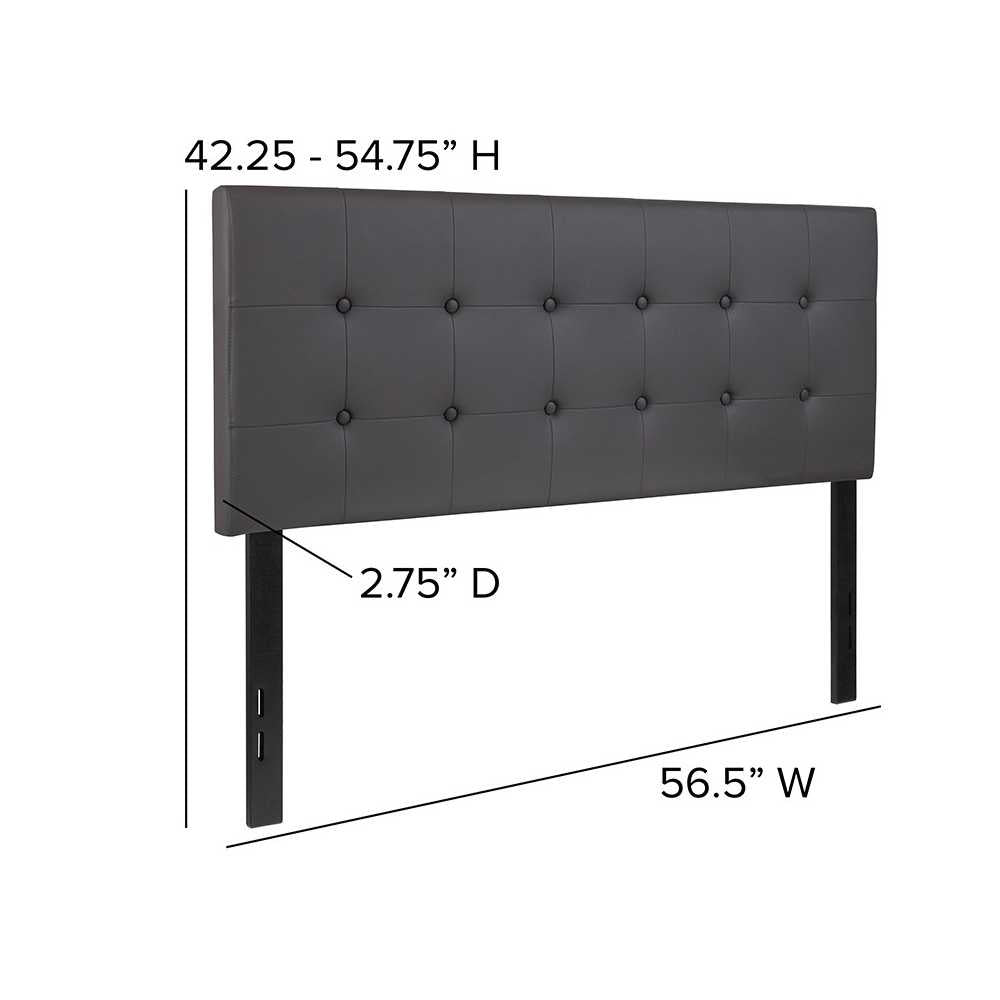 Lennox Tufted Upholstered Full Size Headboard in Gray Vinyl