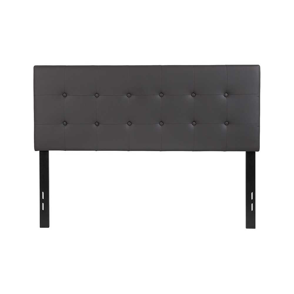 Lennox Tufted Upholstered Full Size Headboard in Gray Vinyl