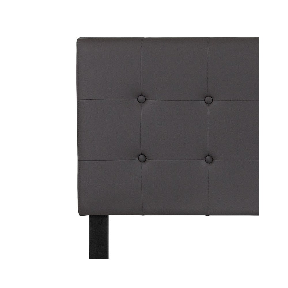 Lennox Tufted Upholstered Full Size Headboard in Gray Vinyl