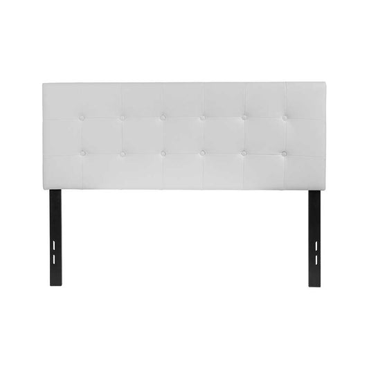 Lennox Tufted Upholstered Full Size Headboard in White Vinyl