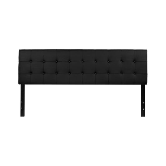 Lennox Tufted Upholstered King Size Headboard in Black Vinyl