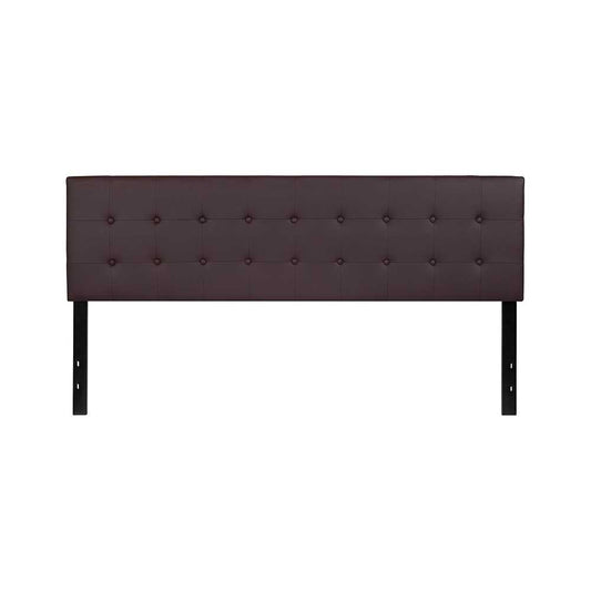 Lennox Tufted Upholstered King Size Headboard in Brown Vinyl