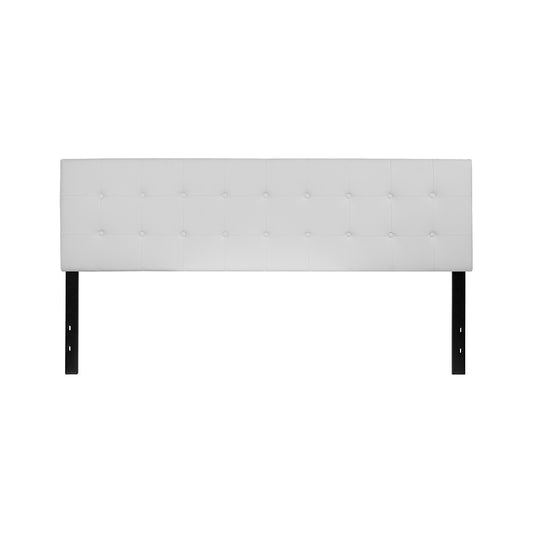 Lennox Tufted Upholstered King Size Headboard in White Vinyl