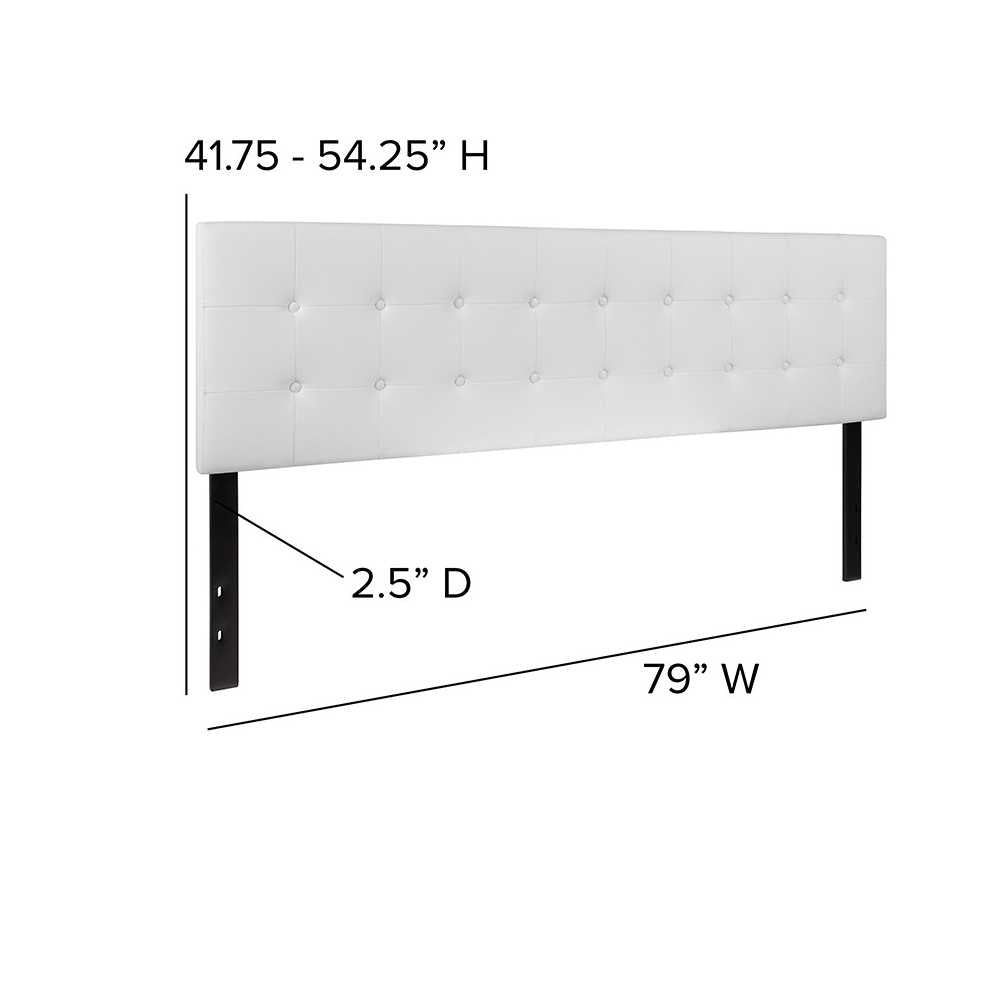 Lennox Tufted Upholstered King Size Headboard in White Vinyl