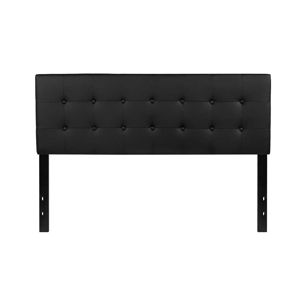 Lennox Tufted Upholstered Queen Size Headboard in Black Vinyl