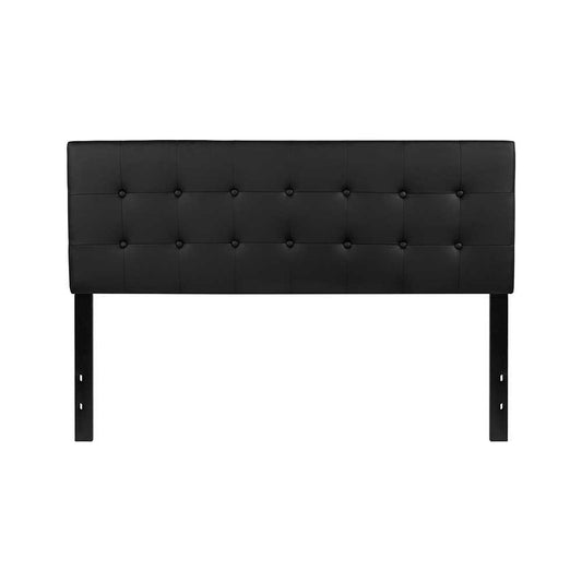 Lennox Tufted Upholstered Queen Size Headboard in Black Vinyl