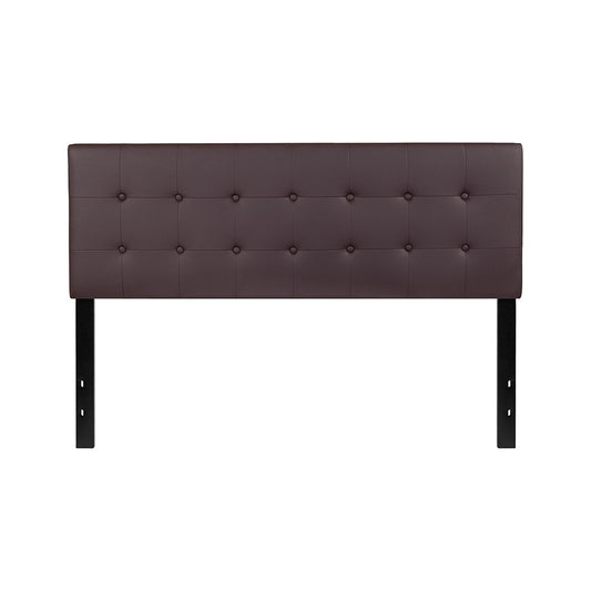 Lennox Tufted Upholstered Queen Size Headboard in Brown Vinyl