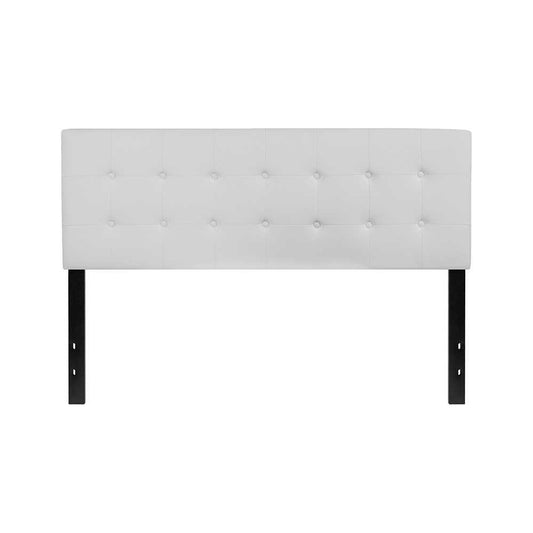 Lennox Tufted Upholstered Queen Size Headboard in White Vinyl