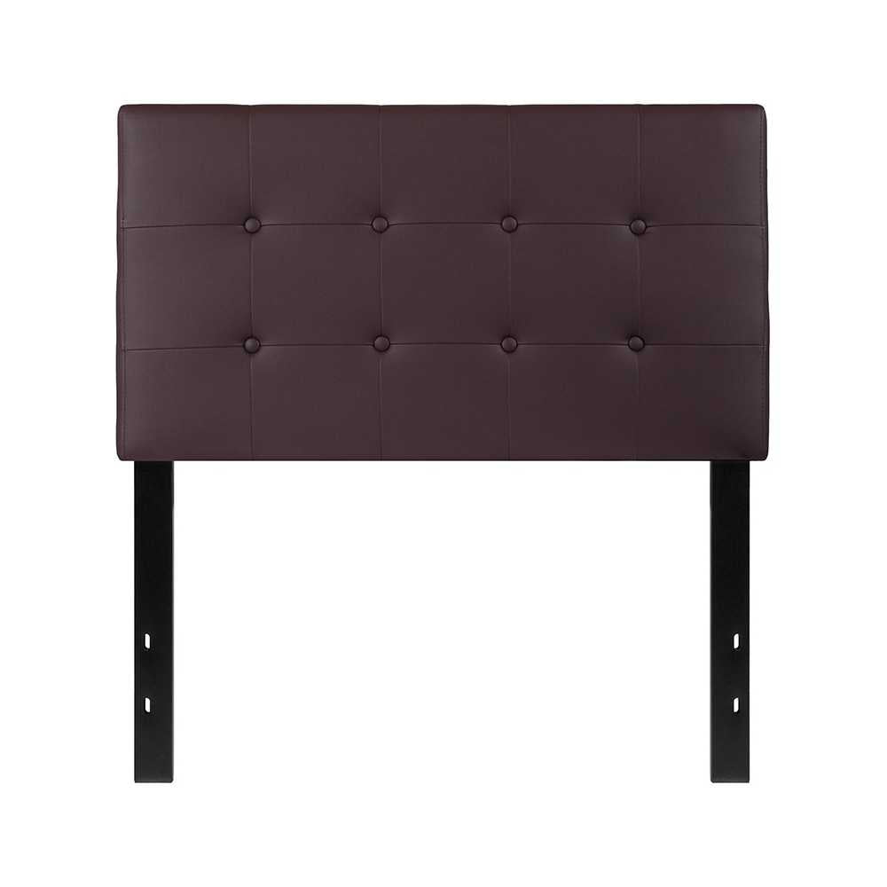 Lennox Tufted Upholstered Twin Size Headboard in Brown Vinyl