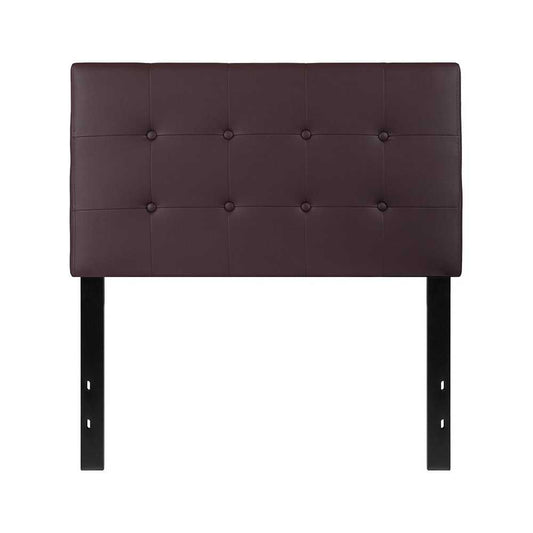 Lennox Tufted Upholstered Twin Size Headboard in Brown Vinyl
