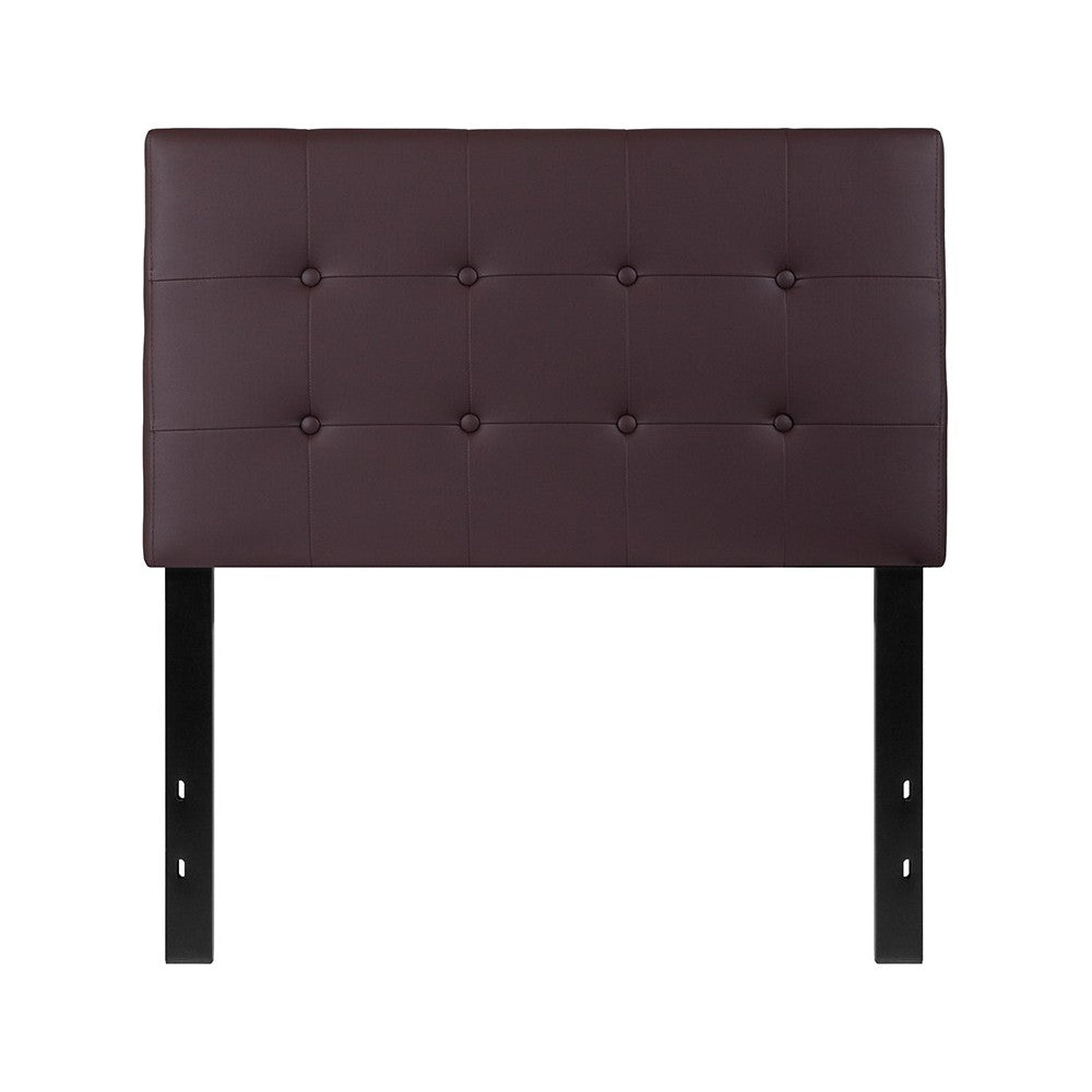 Lennox Tufted Upholstered Twin Size Headboard in Brown Vinyl