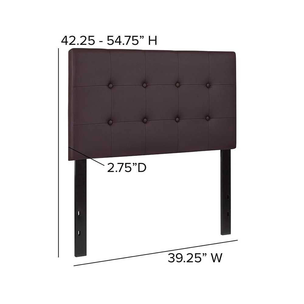Lennox Tufted Upholstered Twin Size Headboard in Brown Vinyl