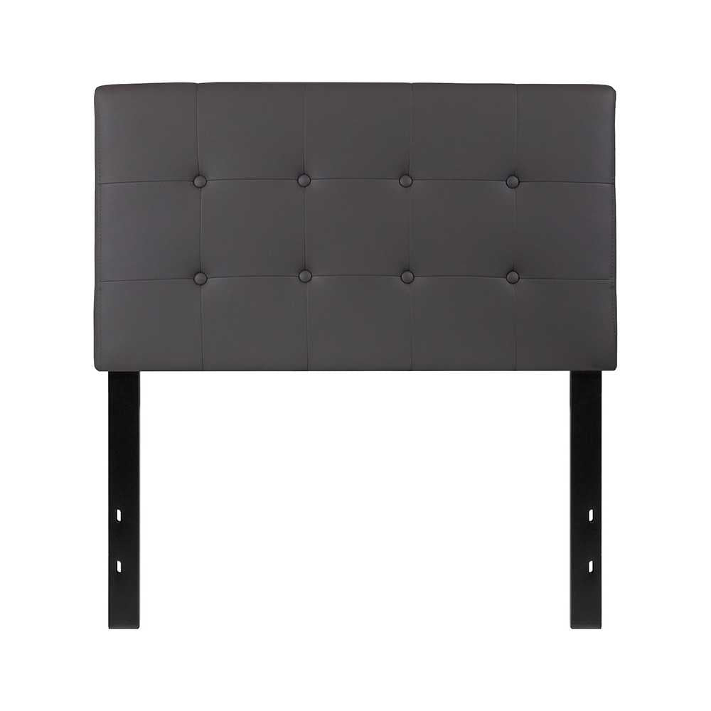 Lennox Tufted Upholstered Twin Size Headboard in Gray Vinyl