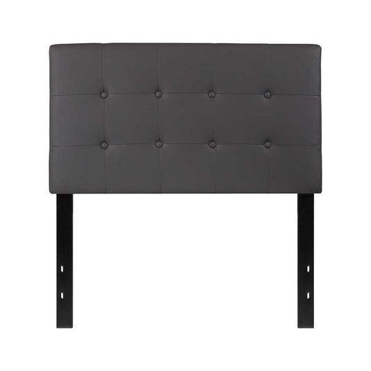 Lennox Tufted Upholstered Twin Size Headboard in Gray Vinyl