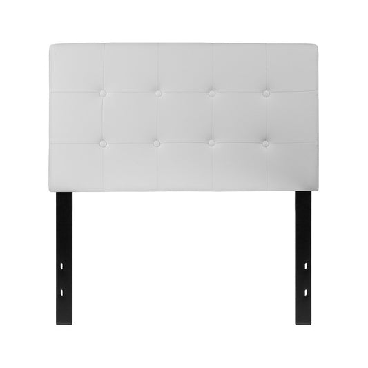 Lennox Tufted Upholstered Twin Size Headboard in White Vinyl