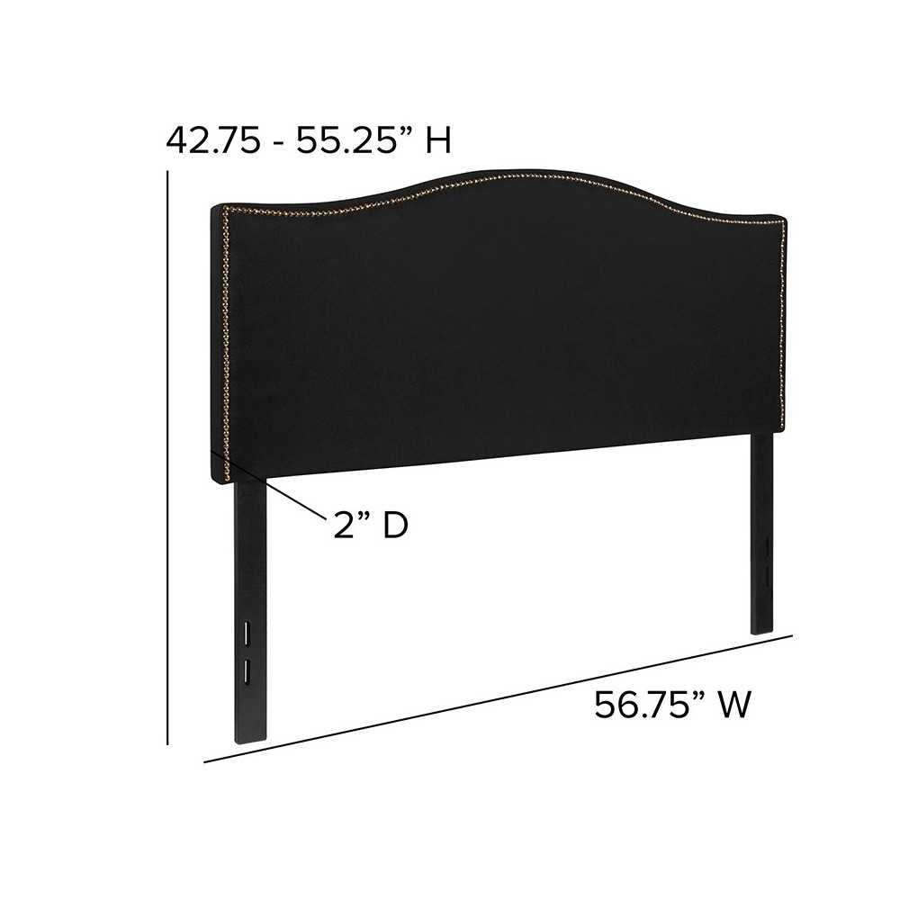 Lexington Upholstered Full Size Headboard with Accent Nail Trim in Black Fabric