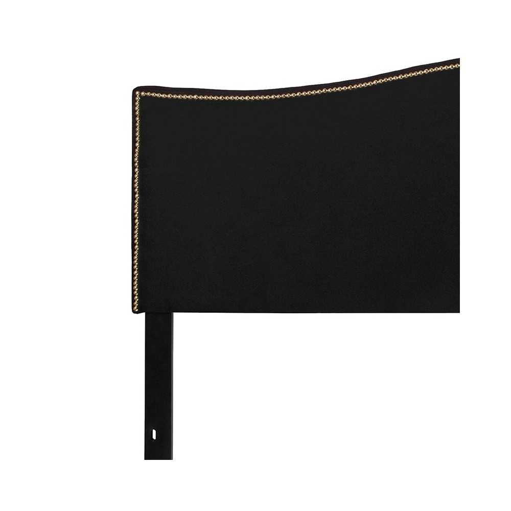 Lexington Upholstered King Size Headboard with Accent Nail Trim in Black Fabric