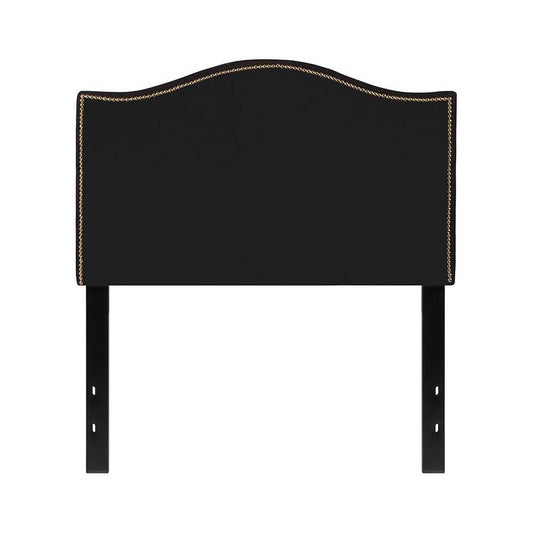 Lexington Upholstered Twin Size Headboard with Accent Nail Trim in Black Fabric